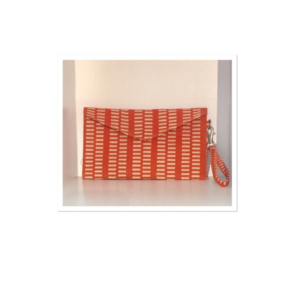 Orange and white clutch