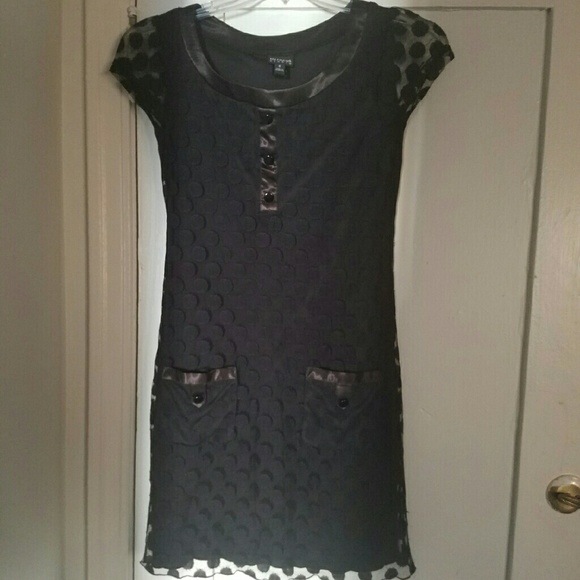 Black polka dot dress