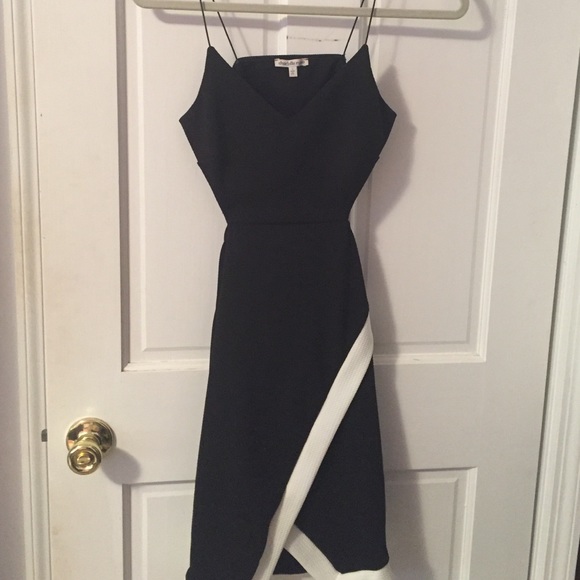 Black and white backless dress