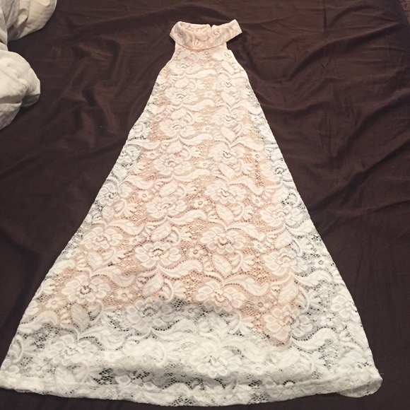 White halter backless dress