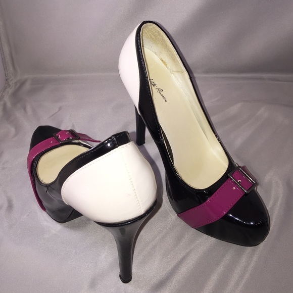 Black/cream/hot pink CHARLOTTE RUSSE 5" heels