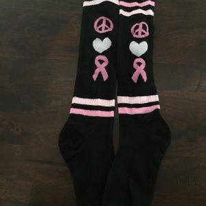 Breast cancer awareness knee high socks