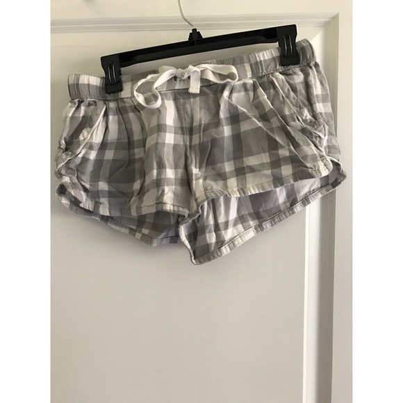 Aerie Gray Plaid Pajama Shorts
