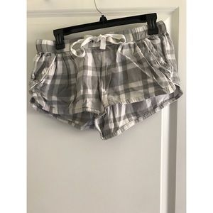 Aerie Gray Plaid Pajama Shorts