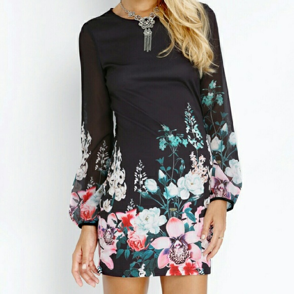 Black Floral Dress NWOT