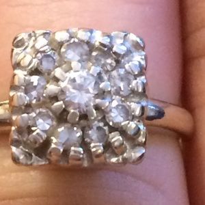 Gorgeous 1/2 carat Square  Diamond Cluster Ring