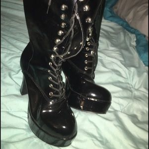 High top leather heels