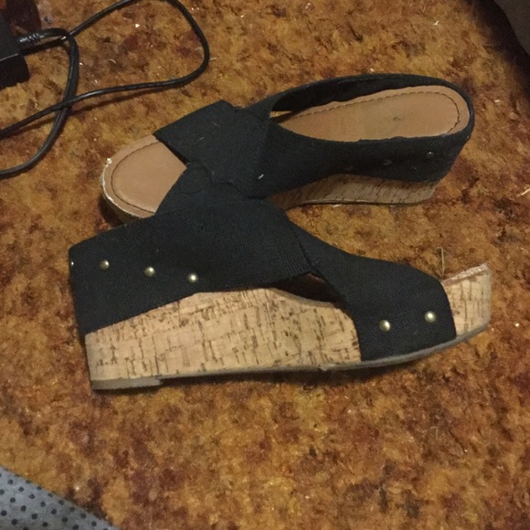 chunky heeled cork wedges