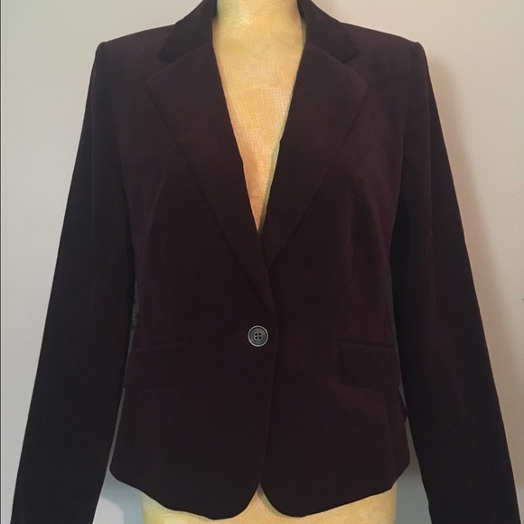 Ann Taylor Loft Blazer Dark Purple Velvet