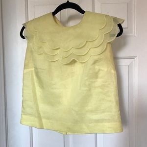 Vintage lemon yellow chiffon top ruffles