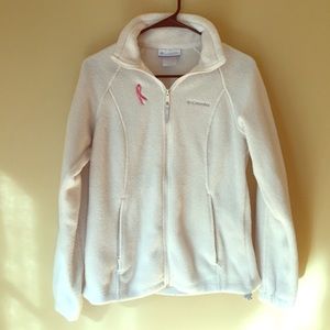 White pink ribbon Columbia fleece