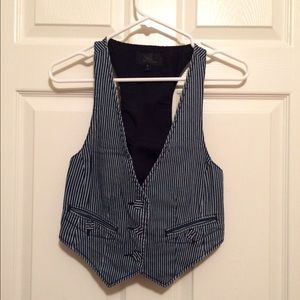 Denim pinstripe vest