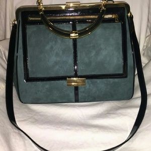 Balmain for H&M teal suede bag