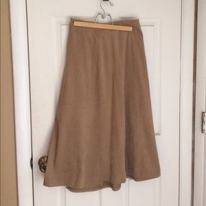 Tan A-line suede-like skirt