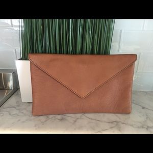 Brown J.Crew leather envelope clutch