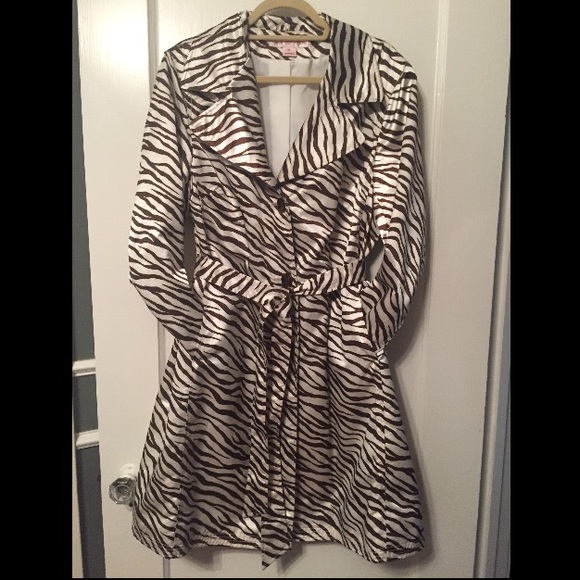 Brown & White Zebra Trenchcoat
