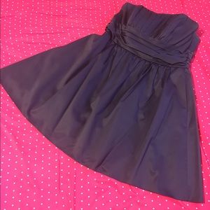 David's Bridal purple strapless dress with pockets