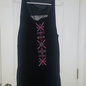 Black Aztec design high low shirt