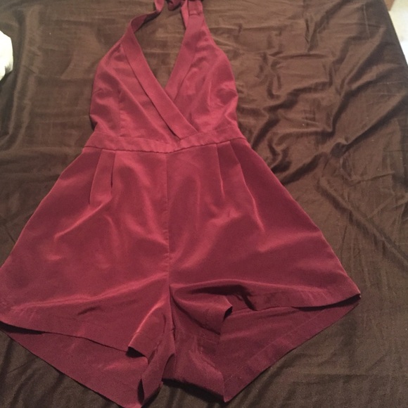 Burgundy halter romper