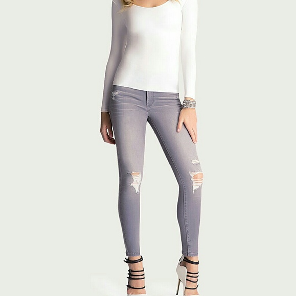 bebe Denim - Heartbreaker Distressed Skinny Jeans
