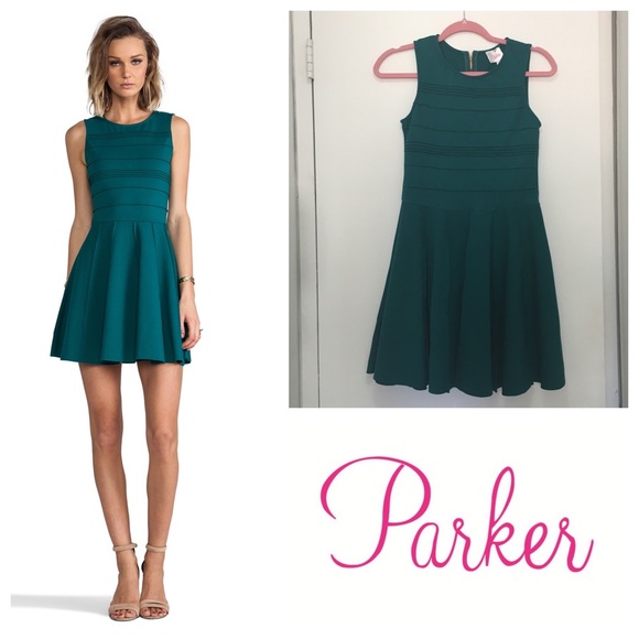 Parker $286 Alpine Green "Lacey" Fit & Flare Dress