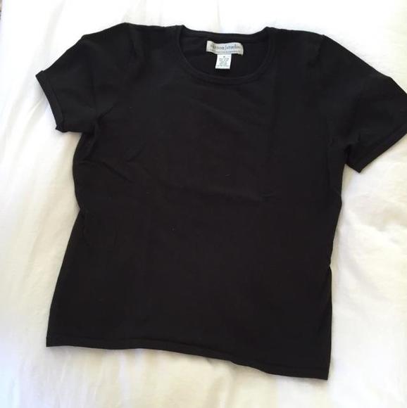 Sutton Studio for Bloomie's black cardigan and short sleeve sweater