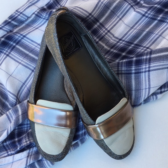 Jeffrey Campbell Shoes - Jeffrey Campbell silver & cream flat loafer shoe