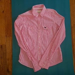 *SOLD Pk &Wh Striped Abercrombie & Fitch Shirt