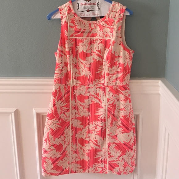 Cute JCrew palm tree dress in hot pink