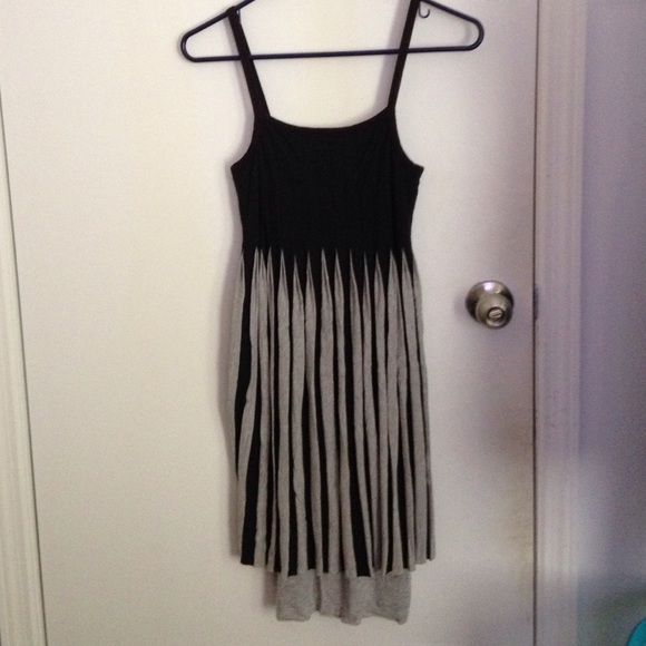 Black and grey pleated dress