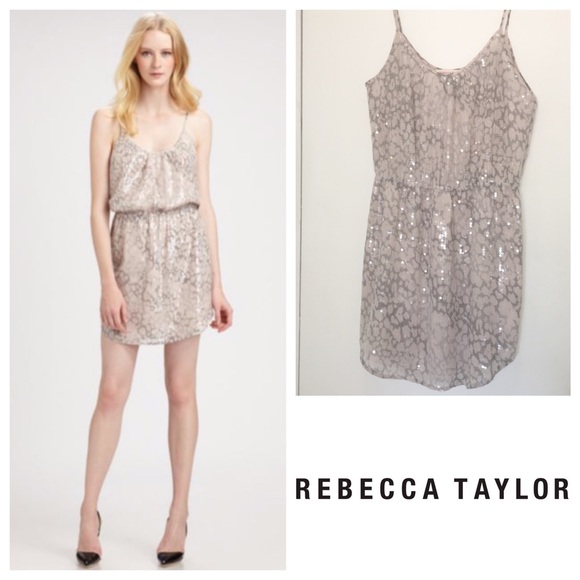 Rebecca Taylor $338 Pink/Grey Sequin Blouson Dress