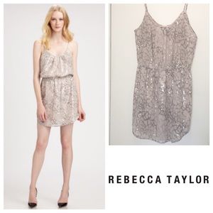 Rebecca Taylor $338 Pink/Grey Sequin Blouson Dress