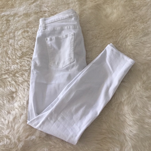 7 for All Mankind white denim skinny jeans