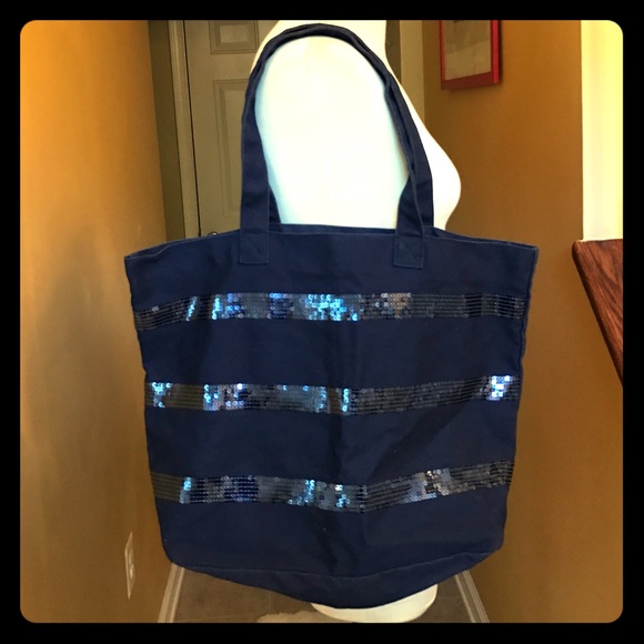 Old Navy Blue Cotton Sequined Tote Bag😘😘