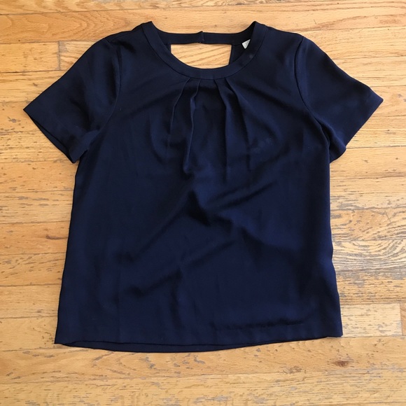 Jcrew navy blue top with keyhole back
