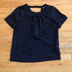 Jcrew navy blue top with keyhole back