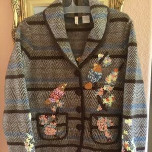 Anthropology Moth RARE LOVELY Embroidered Sweater
