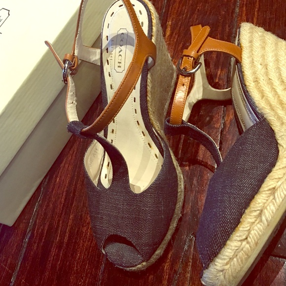 Coach Denim and Leather Espadrilles. Size 6