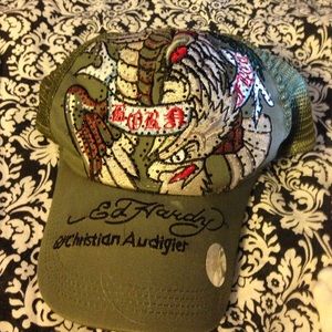 Olive green ed hardy hat