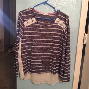 Lace Striped Tulip Knit