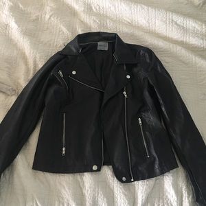 Black faux leather silence and noise jacket