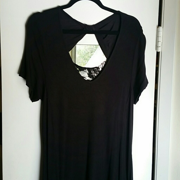 Junarose lace insert swing dress with open back