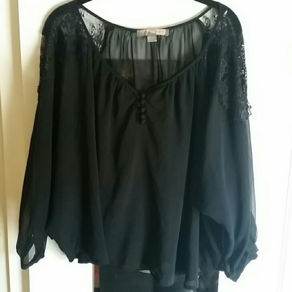 Forever 21 sheer blouse with lace detail