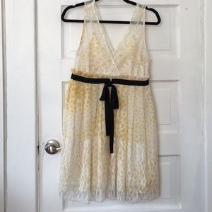 Yellow & Cream Dress with lace detail
