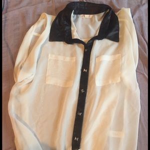 Button up white blouse with stud buttons