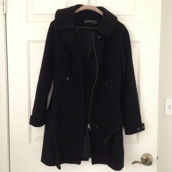 Zara Black Wool Blend Jacket Coat - Picture 2 of 4