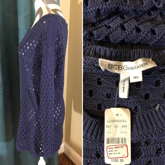 💕HP Poshfest 11/6! {BCBG} Blue knit Sweater - Picture 3 of 4
