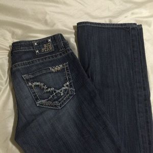 Dark wash, extra long, boot cut jeans