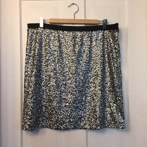 ann taylor loft silver sequin skirt