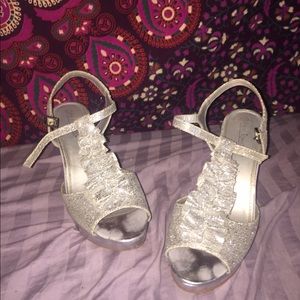 Sparkly silver high heels
